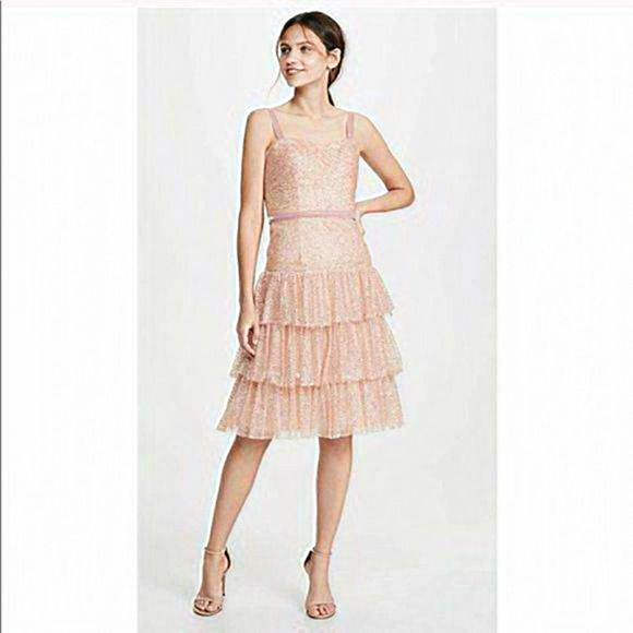 NWT Marchesa Notte Glitter Tulle Cocktail Dress Women Size‎ 10 - Picture 1 of 12